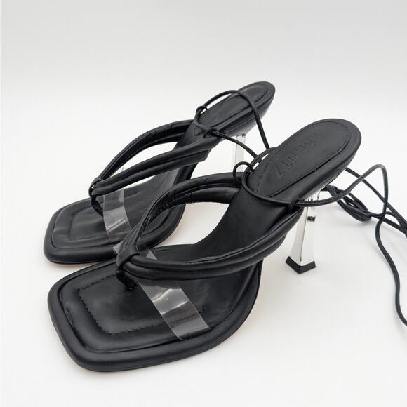 Schutz Meghan Stiletto High Heel Sandals Open Toe Women's Black Size US7B EU38 - Picture 1 of 12